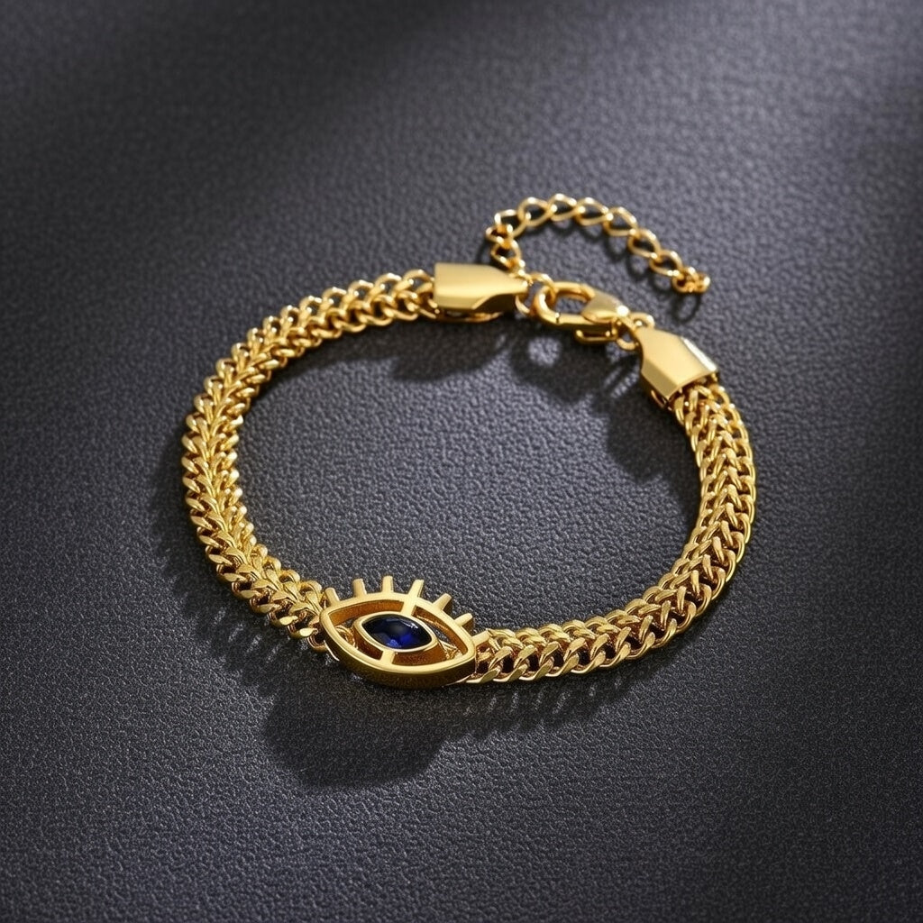 Maleficent Evil Eye Titanium Steel Bracelet, 18K Gold Plated for women