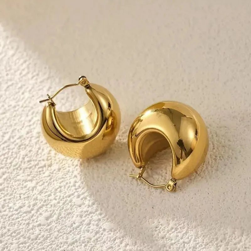 Scarlett, PVD Coated, 18K Gold Plated Solid Gold Color Drop Stainless Steel Retro Earrings