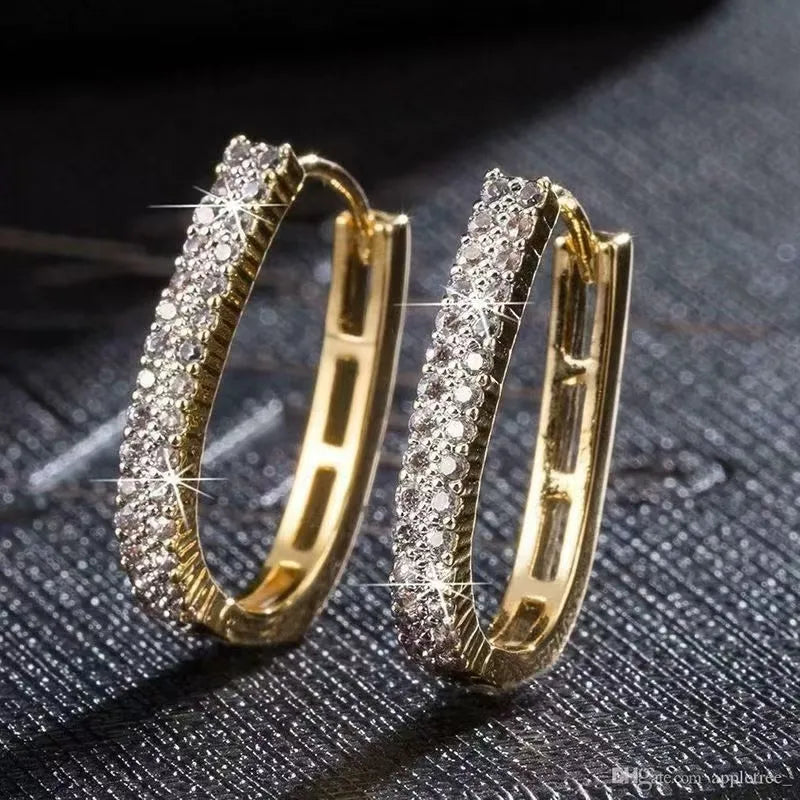 Zara, Gold Plated Claw Setting Alloy Rhinestone Earrings