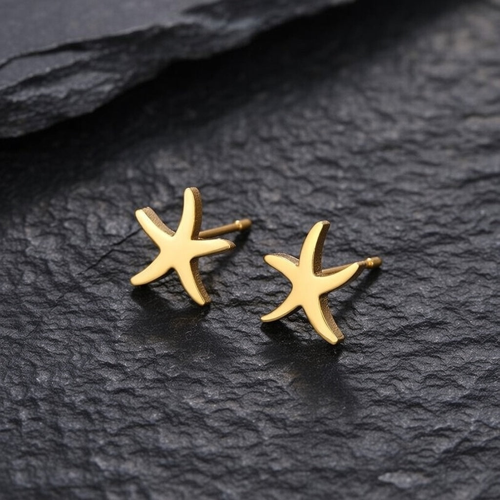 Daily Star Stud Earrings  Stainless Steel 18K Gold Plated Vacuum Electroplating