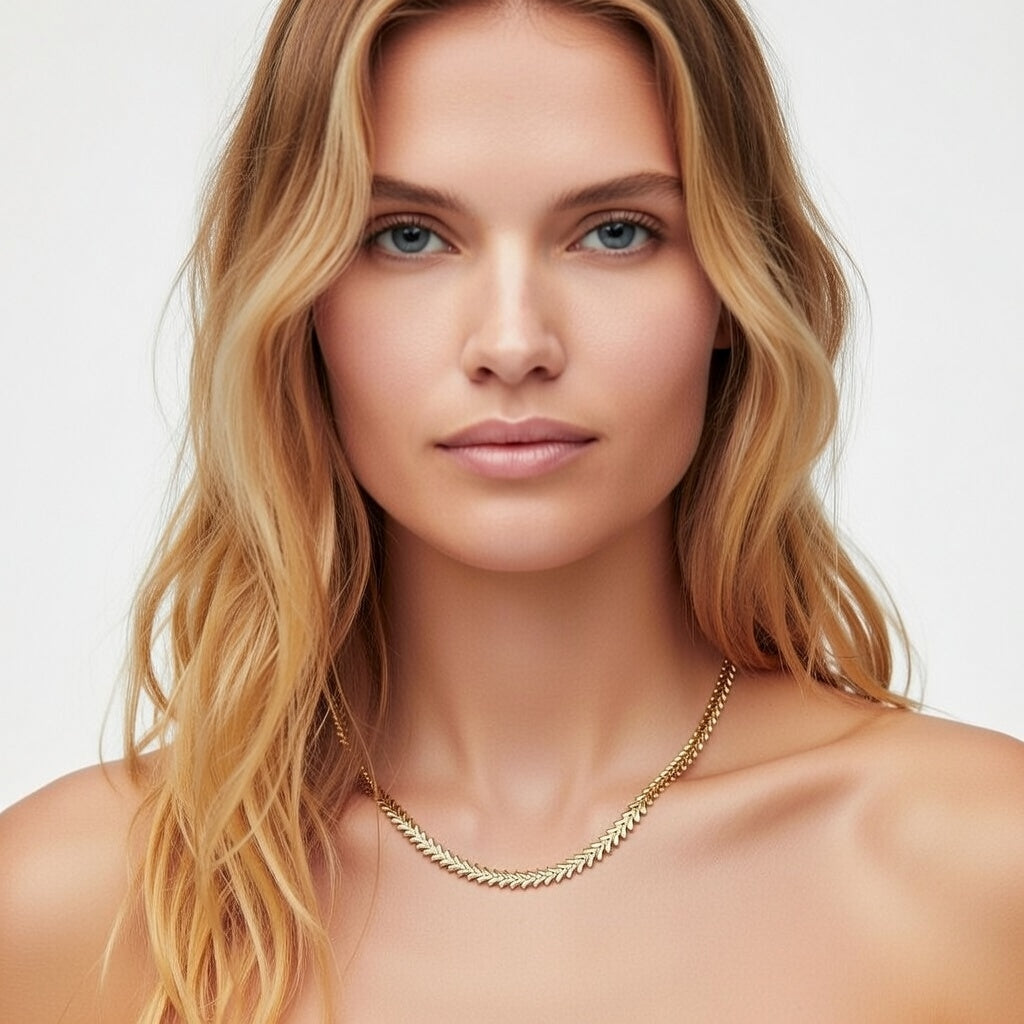 Ginger, Real Gold Plated 18K Gold Hearts Stainless Steel Waterproof Non Tarnish Choker Necklace