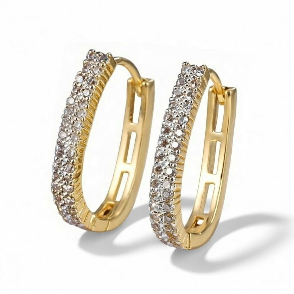 Zara, Gold Plated Claw Setting Alloy Rhinestone Earrings