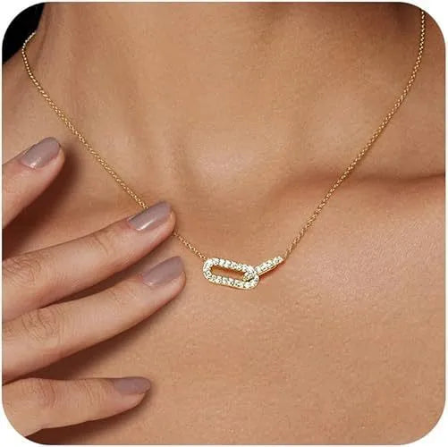 Bonnie, Double Oval Necklace Ring-to-Ring Double-Ring Pendant Diamond Plated