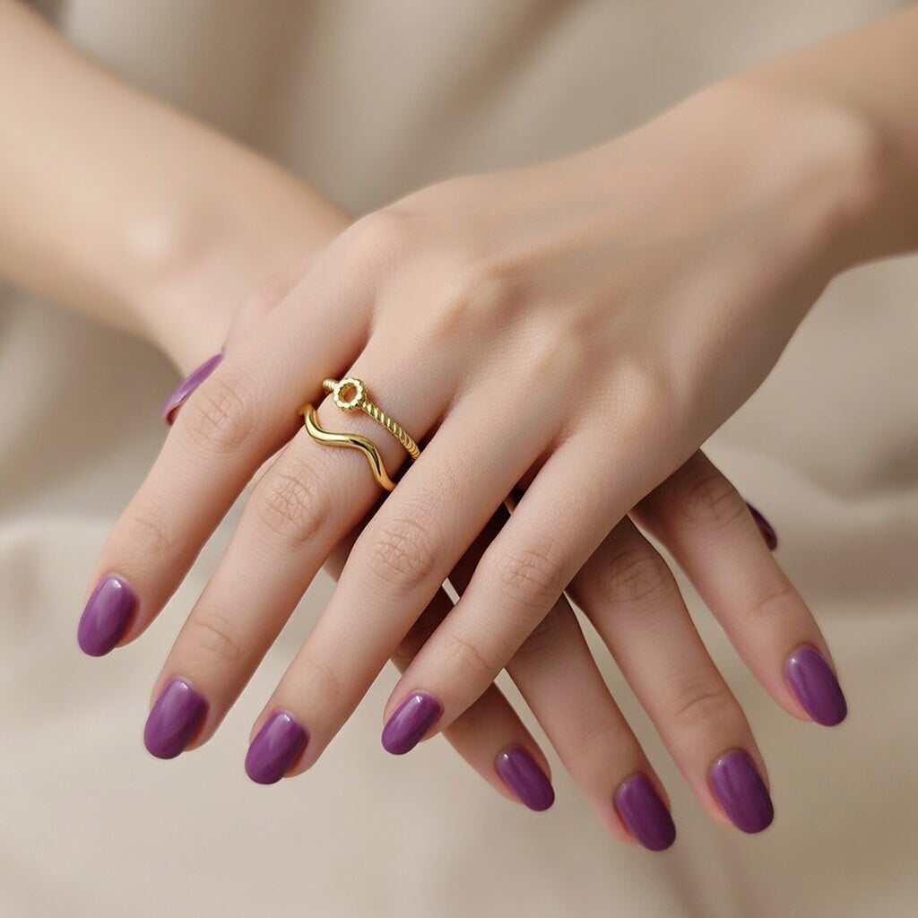 Charmaine, Stainless Steel Plating 18k Gold Plated Open Ring