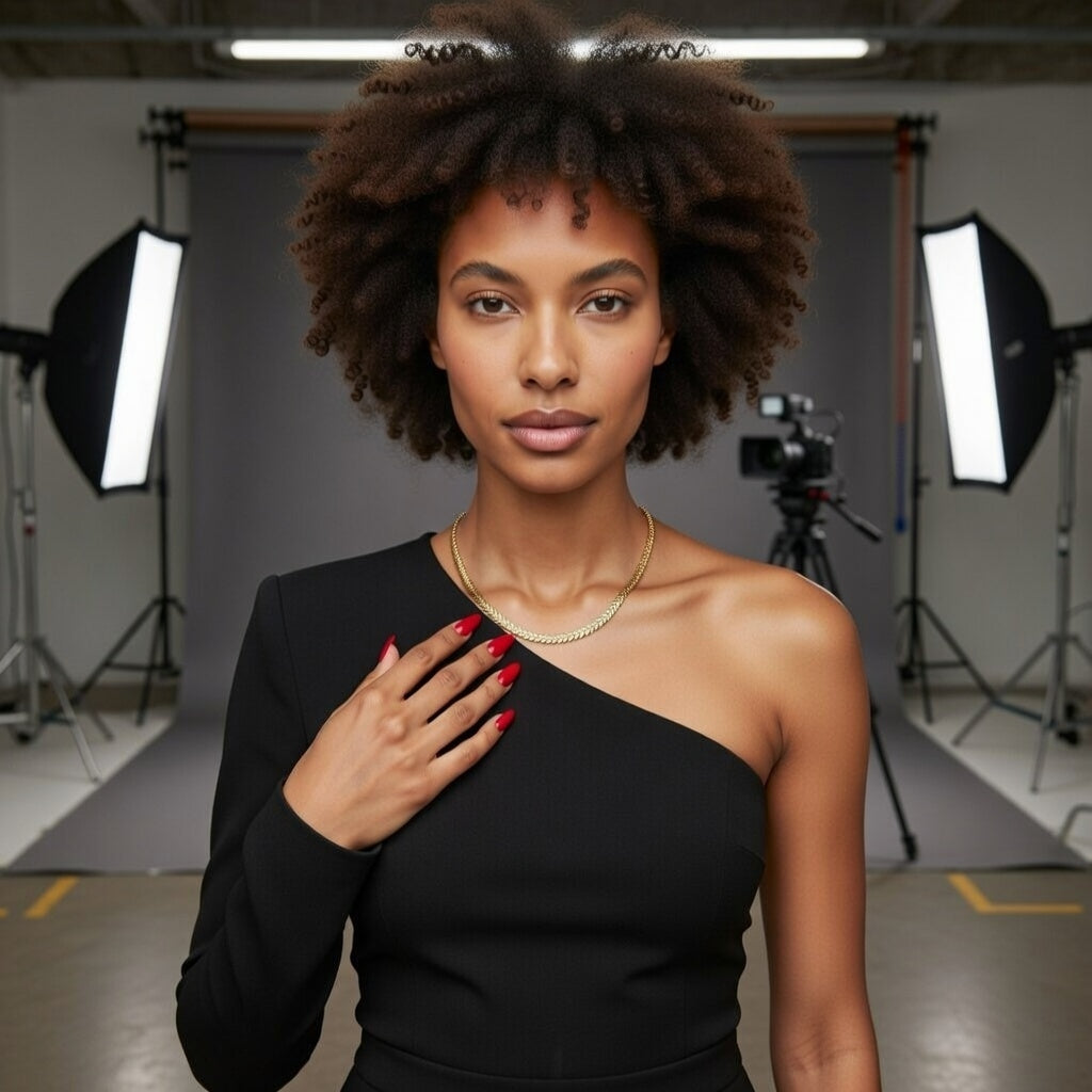 Ginger, Real Gold Plated 18K Gold Hearts Stainless Steel Waterproof Non Tarnish Choker Necklace