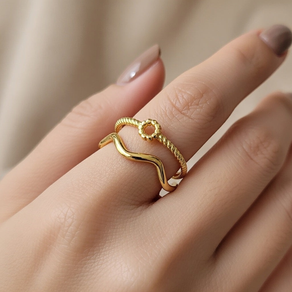 Charmaine, Stainless Steel Plating 18k Gold Plated Open Ring