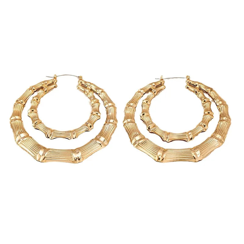 1 Pair Elegant Classic Style Bamboo Joint Plating Alloy Earrings