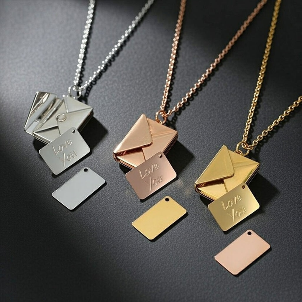 Fashion Envelope Stainless Steel Titanium Steel Plating Pendant Necklace GOLD