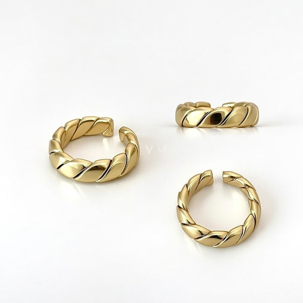 Twisted Open Style Modern Style  18K Gold Plated Metal Ring (Fits like 6/7/8)