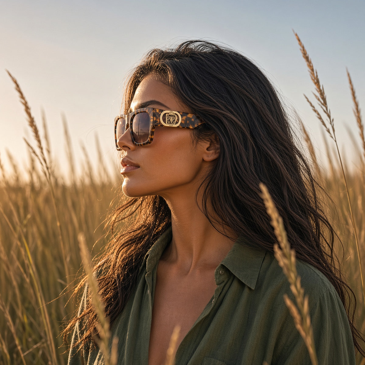 Thick Brown  Lioness Temple Classic Sunglasses AVAILABLE SOON!