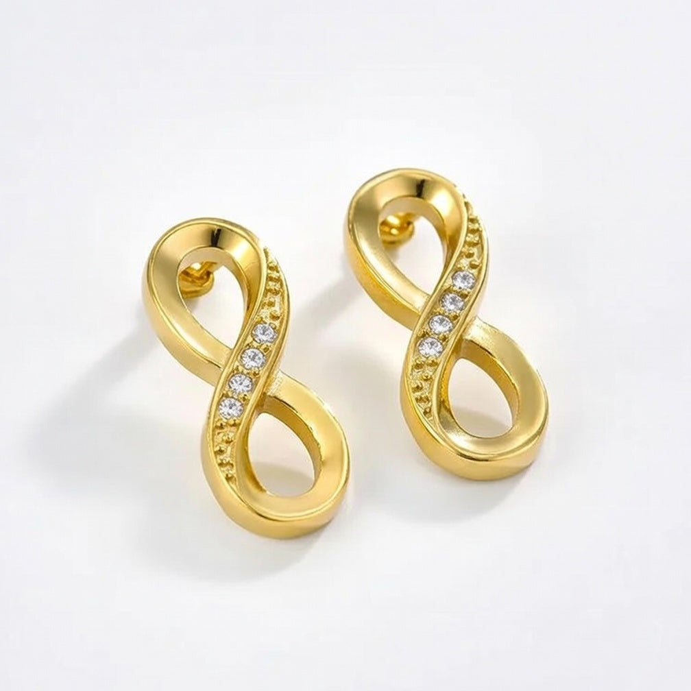 Fashionable Chic Couple Earrings Infinity / 8-Character Gold Plated