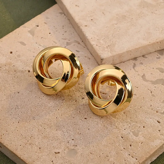 Ion Plating (IP) Real Gold Plated 18K Gold Round 201 Stainless Steel Casual Elegant Waterproof Non Tarnish Earrings
