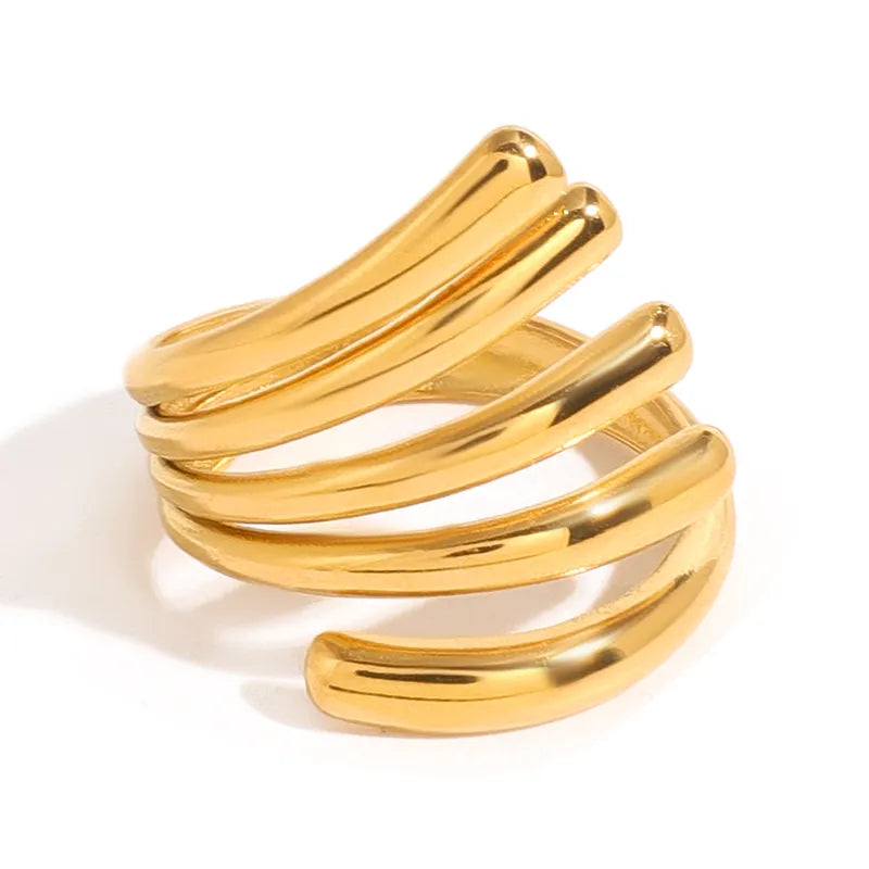Casual Everyday, PVD Coated Real Gold Plated Stainless Steel Open Ring