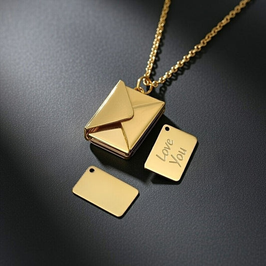 Fashion Envelope Stainless Steel Titanium Steel Plating Pendant Necklace GOLD