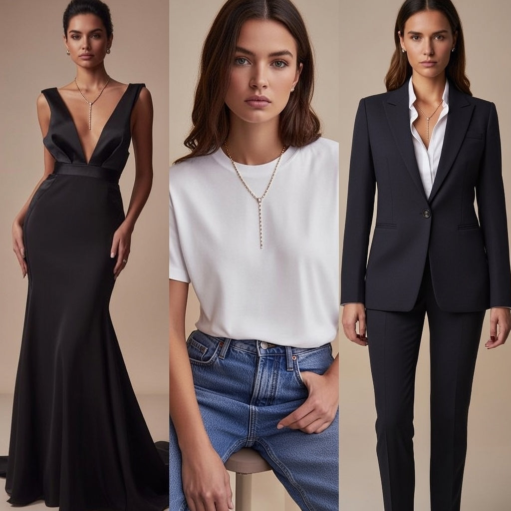 18K Gold Stainless Steel Zirconia Square Y-Chain Necklace 40+5cm Vacuum Plated Real Gold Pendant