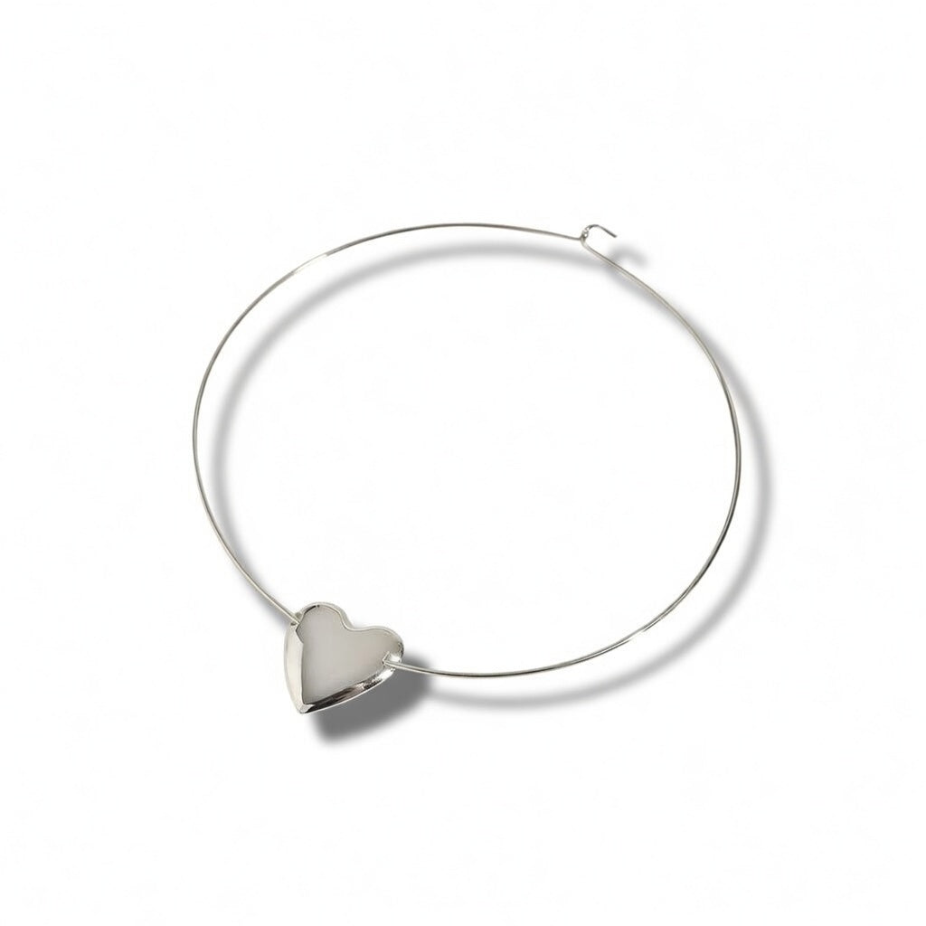 Monroe, PVD Coated Real Gold Plated Heart Shape Stainless Steel Waterproof Non Tarnish Irregular Choker in Steel Color