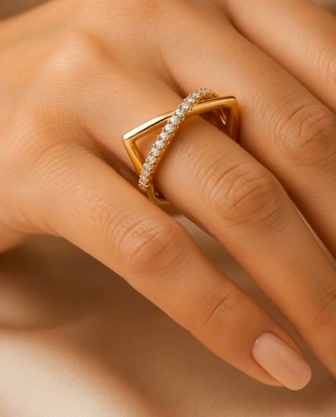 Spring Copper Plating Inlay Pearl Zircon Open Ring,