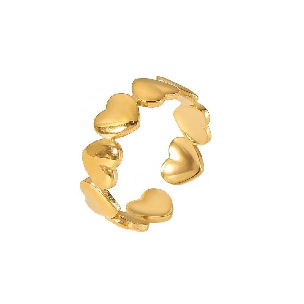Simple Style Heart Shape Stainless Steel Plating 18k Gold Plated Open Ring Gold (Fits Like 7)