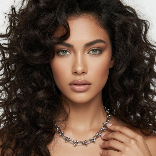Vida, Unisex Chain Link Titanium Steel Electroplating Silver Necklace
