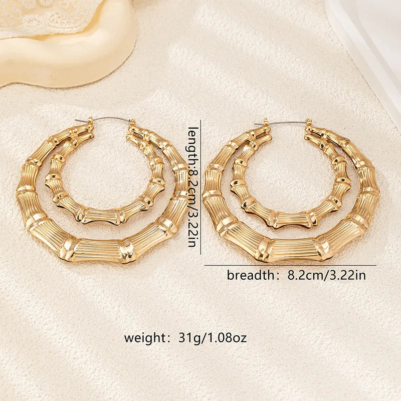 1 Pair Elegant Classic Style Bamboo Joint Plating Alloy Earrings