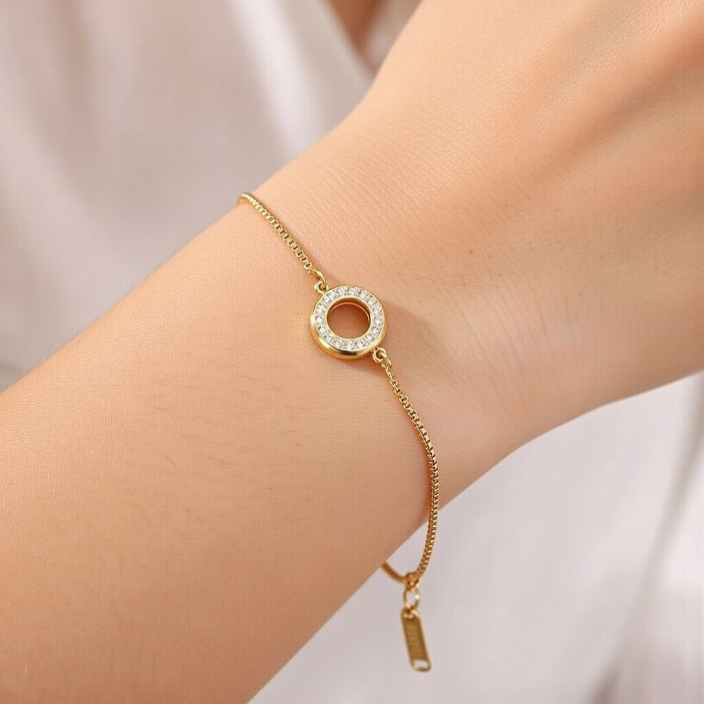 Ivanka 16K Gold Platinum Real White Gold Plated Round Bracelet (GOLD)