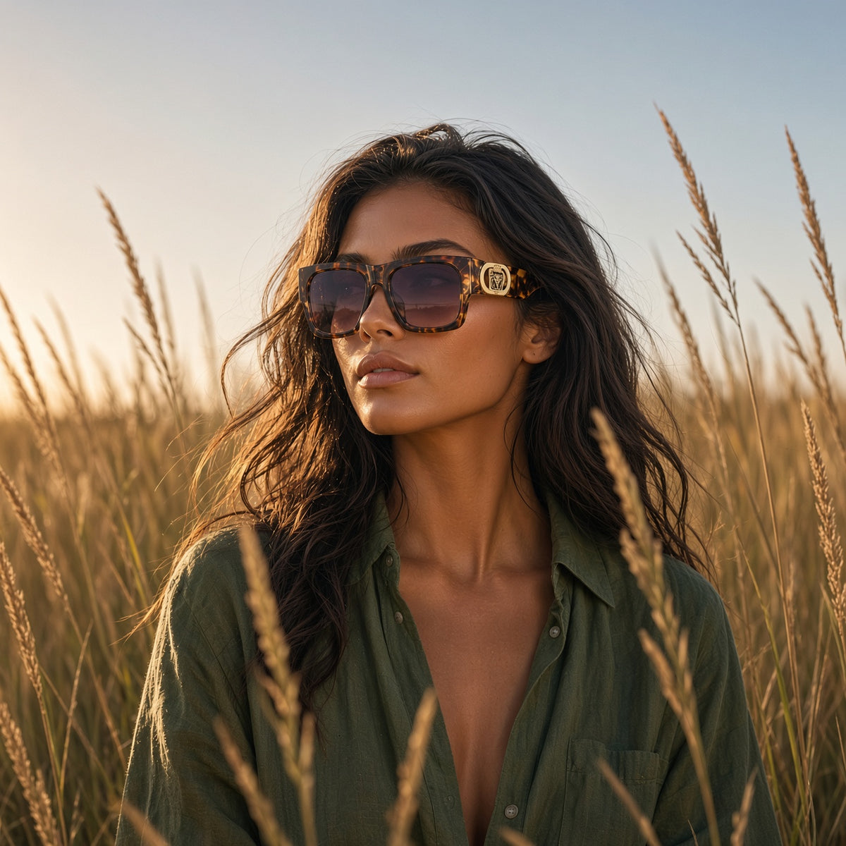 Thick Brown  Lioness Temple Classic Sunglasses AVAILABLE SOON!