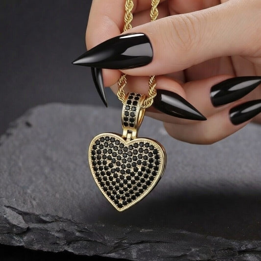 Monica, Hip-Hop Style Heart Shape Stainless Steel Copper Zircon 18K Gold Plated Inlay Pendant Necklace