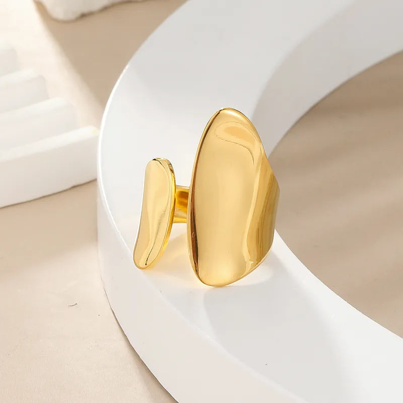 Girl's Night Out (GNO) Gold Plated Geometric Stainless Steel Open Big Ring, PVD Coated, Waterproof Non Tarnish, Open Style