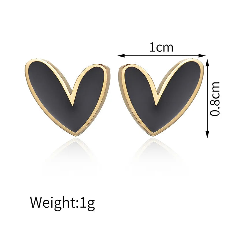 Stainless Steel Heart Shape PVD Coated 18K Real Gold Plated 18K Waterproof Non Tarnish Plating Ear Studs