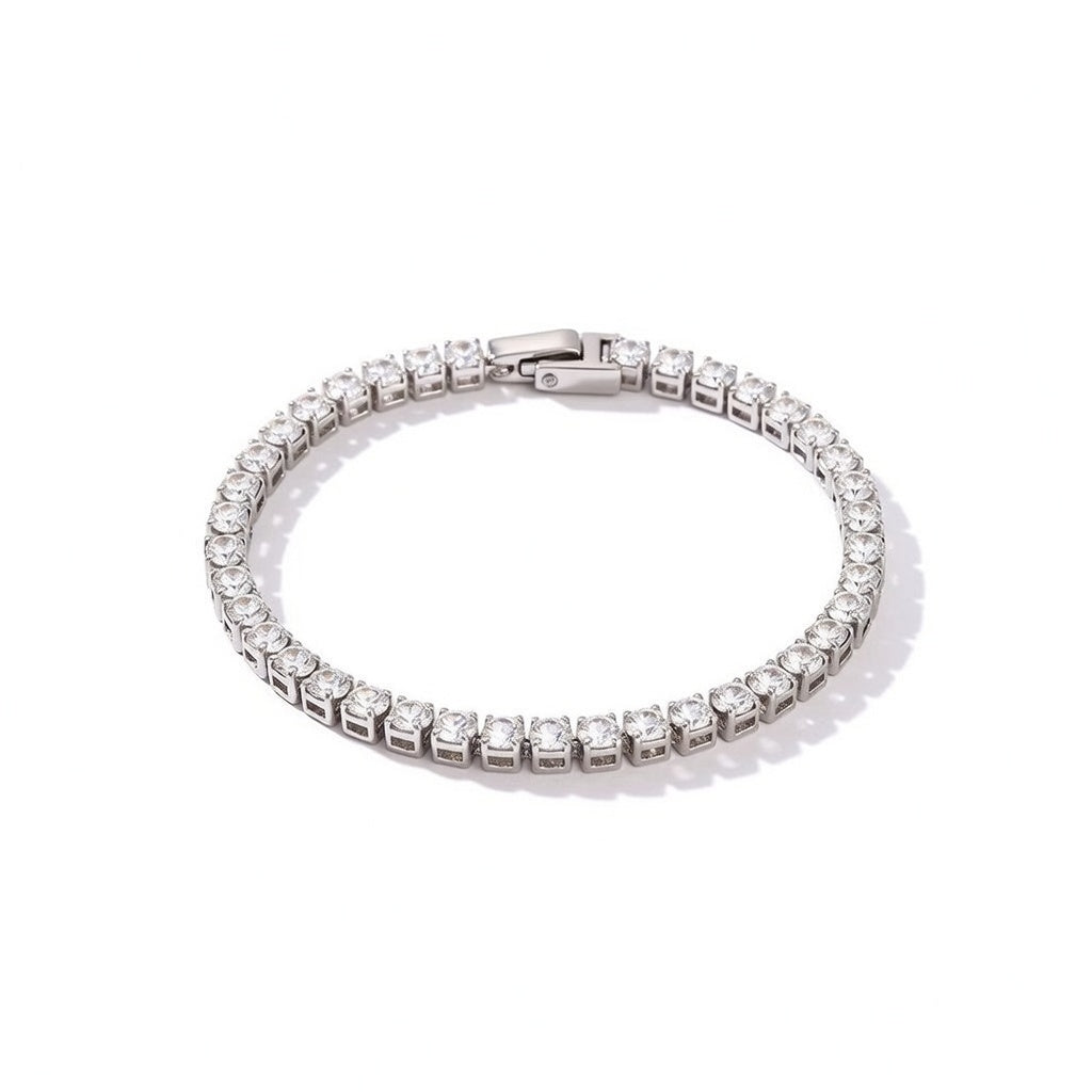 Lolita, Stainless Steel 20 cm Zircon Tennis Bracelet with Rhinestone Female Bracelet in Silver