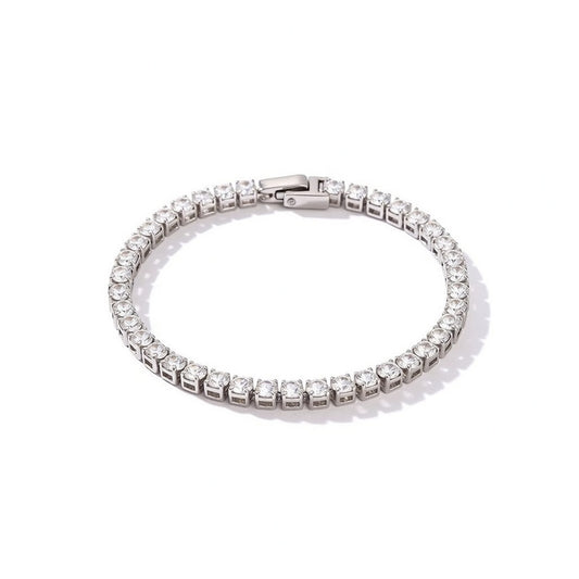 Lolita Stainless Steel 20 cm Zircon Tennis Bracelet with Rhinestone Female Bracelet in Silver
