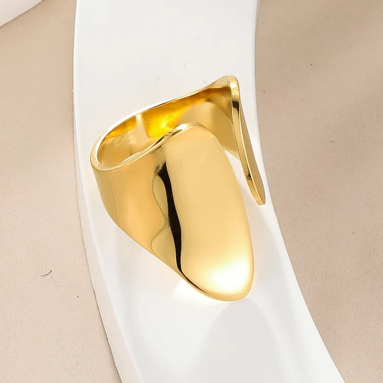 Girl's Night Out (GNO) Gold Plated Geometric Stainless Steel Open Big Ring, PVD Coated, Waterproof Non Tarnish, Open Style