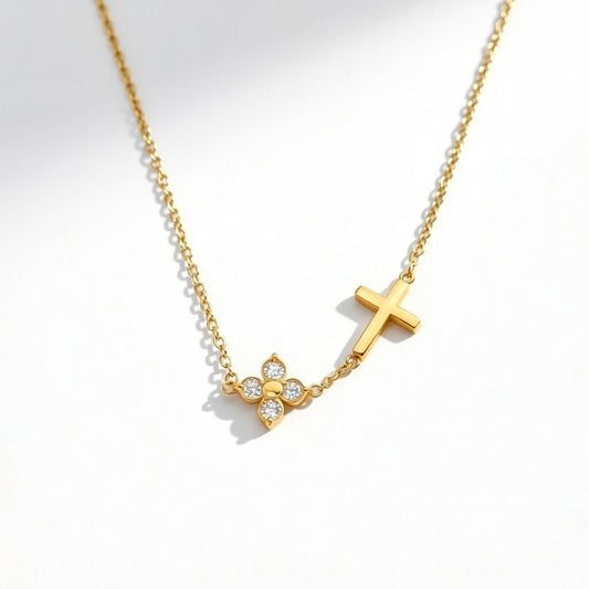 Diva Style Stainless Steel Cross PVD Coated bracelet, 18K Gold Plated, Lobster Trigger Clasp Closure in Gold