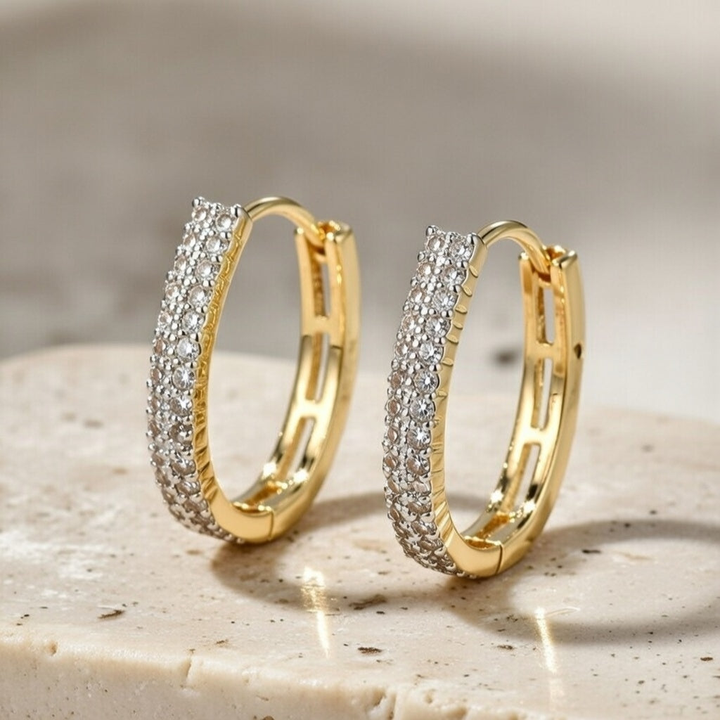 Zara, Gold Plated Claw Setting Alloy Rhinestone Earrings