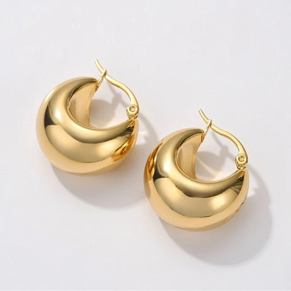 Scarlett, PVD Coated, 18K Gold Plated Solid Gold Color Drop Stainless Steel Retro Earrings
