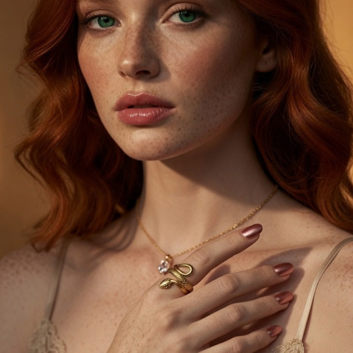 Snakes  PVD Coated Real Gold Plated 18K Gold 304 Stainless Steel Fashion Waterproof Non Tarnish Open Ring one size