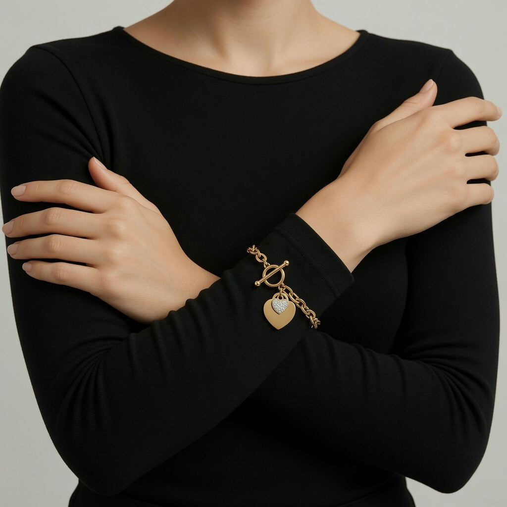 18K gold plated Stainless steel "Hearts" bracelet