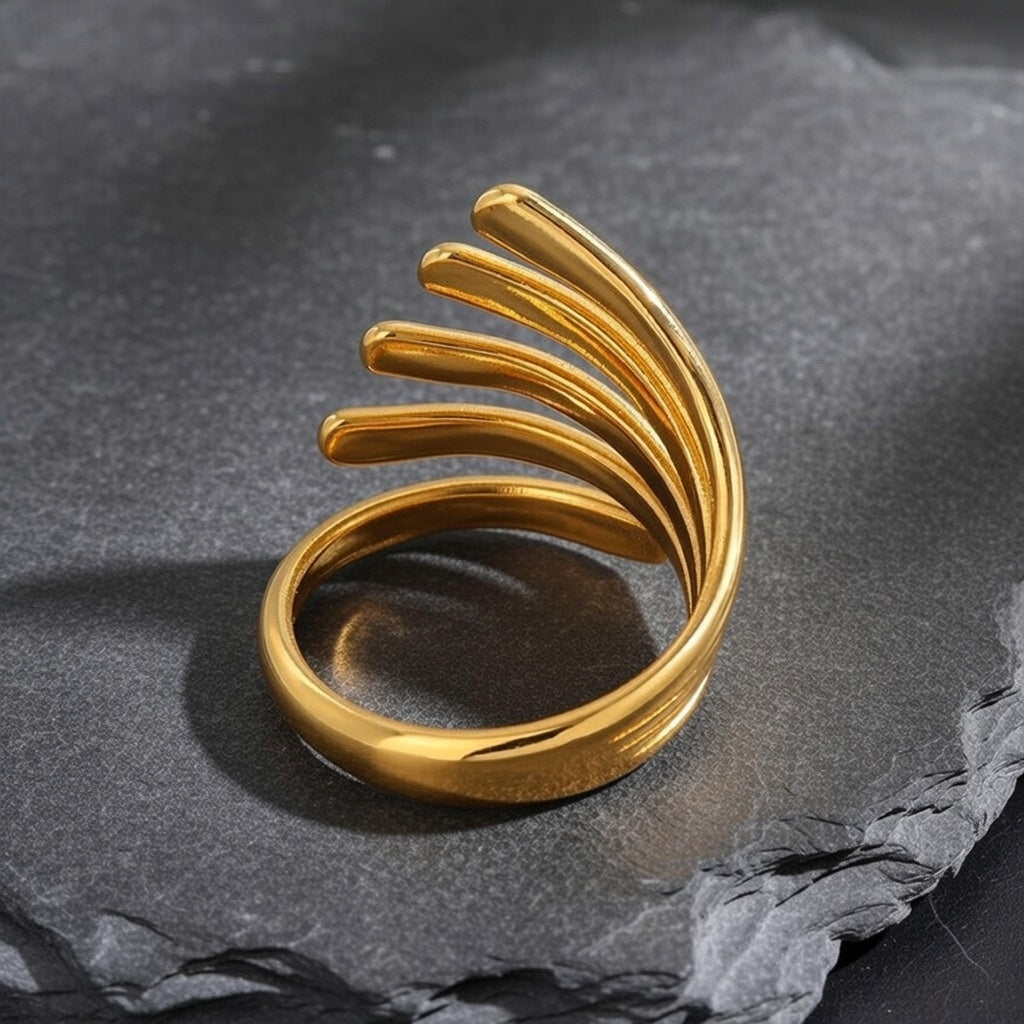 Casual Everyday, PVD Coated Real Gold Plated Stainless Steel Open Ring