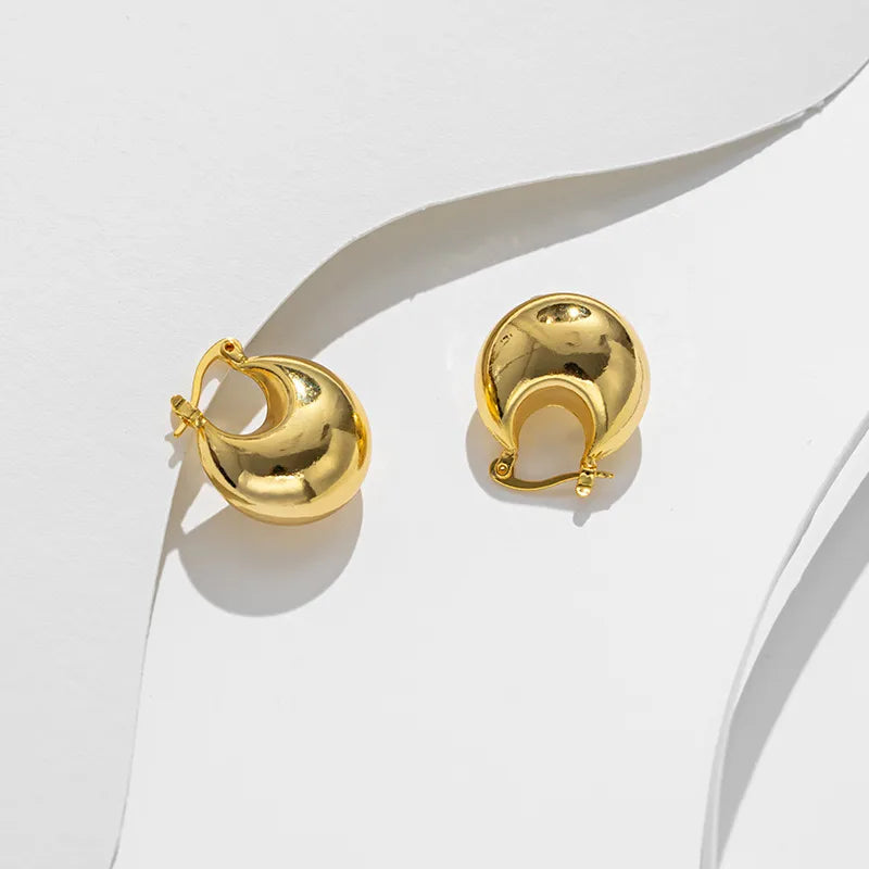 Scarlett, PVD Coated, 18K Gold Plated Solid Gold Color Drop Stainless Steel Retro Earrings