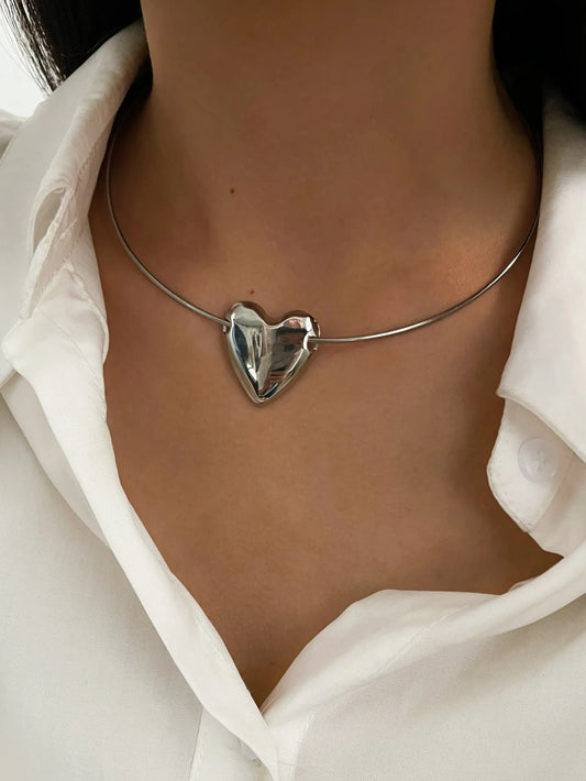PVD Coated Real Gold Plated Heart Shape 316 Stainless Steel Simple Style Classic Style Waterproof Non Tarnish Irregular Choker