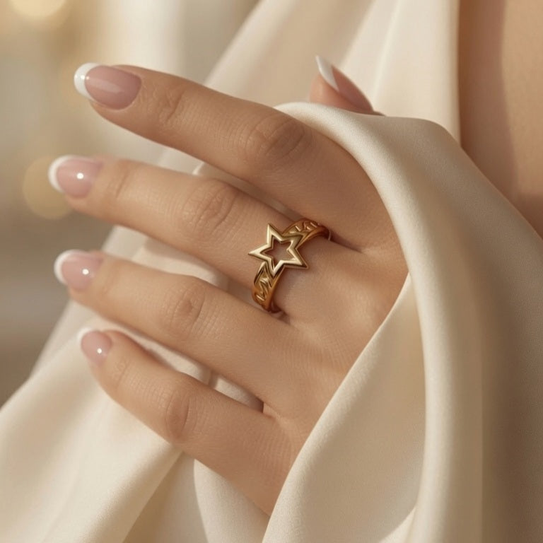 Starlight Stainless Steel Plating 18k Gold Plated Open Ring