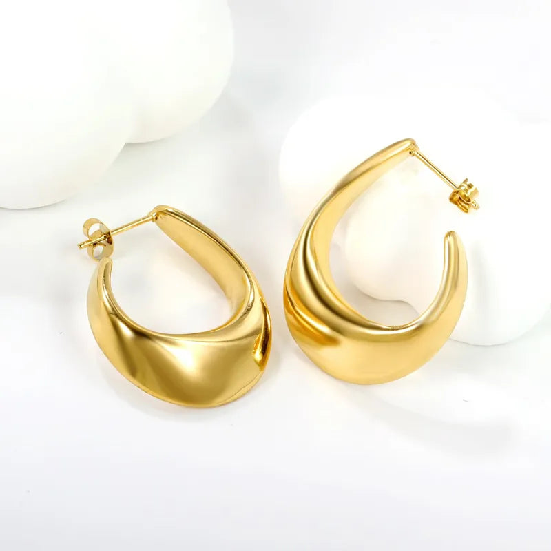 C Style 18K Gold Plated Stainless Steel Vintage Style Waterproof Non Tarnish Studs/Hoop