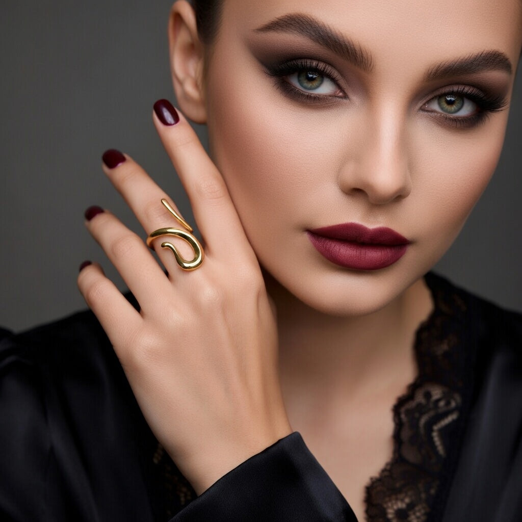 Swirl Style Irregular Stainless Steel Plating 18k Gold Plated Open Rings (Fits like 6.5/ 7)